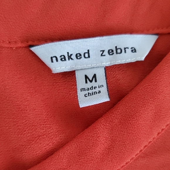 🍊 Naked Zebra Cold Shoulder Romper Red / Orange Open Back - Picture 2 of 6